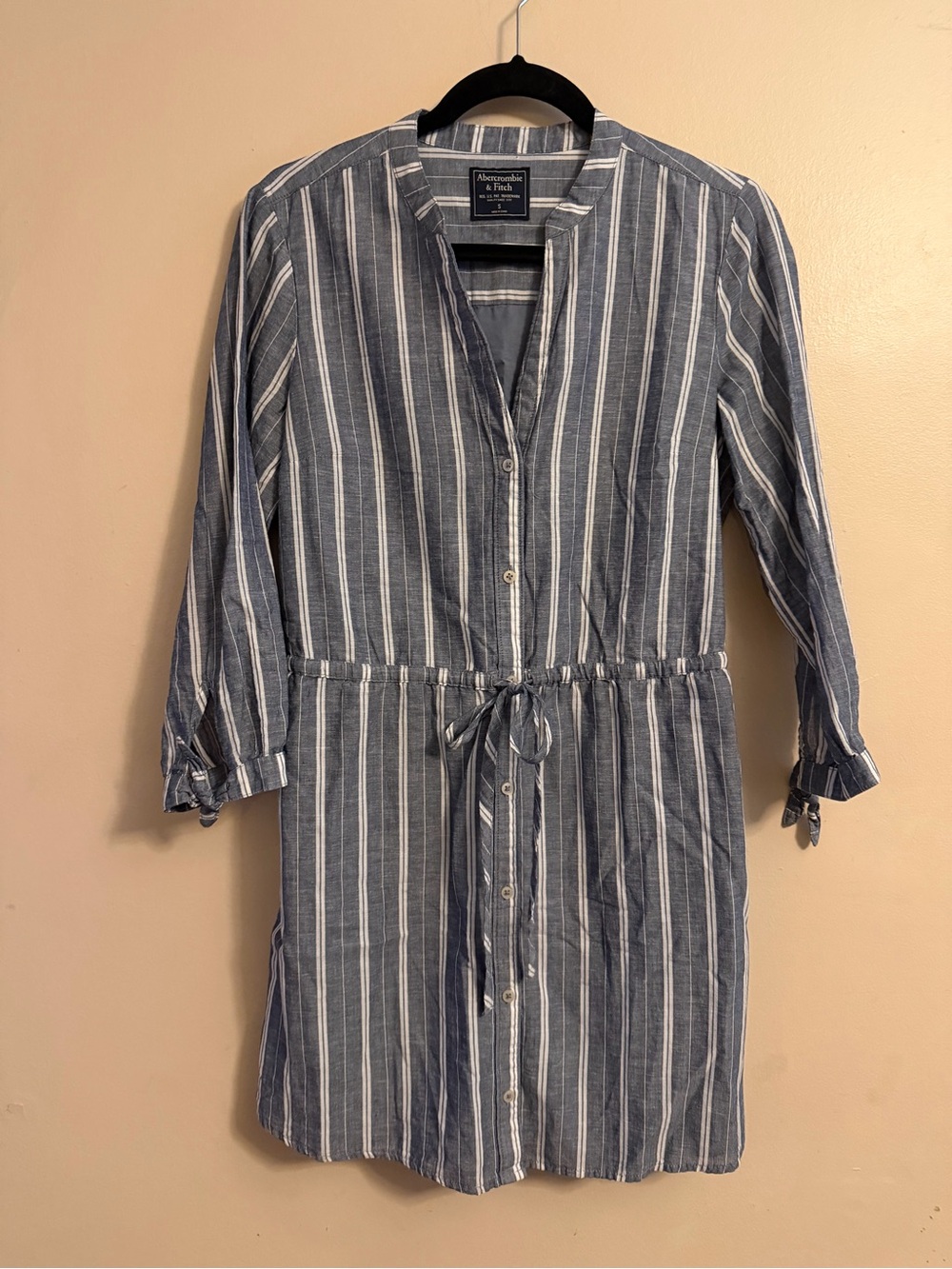 Abercrombie & Fitch Navy and White Striped Shirt